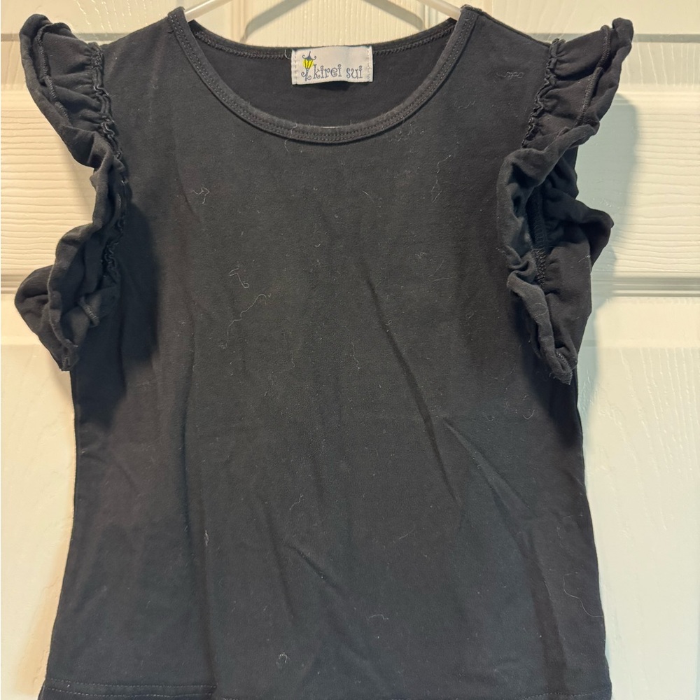 Black Ruffle Sleeve Kids Top